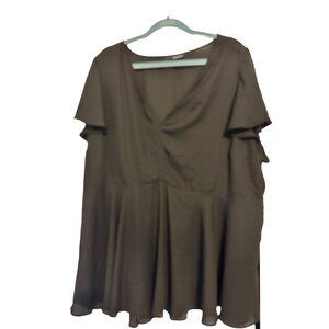 Torrid black sheer flutter sleeved short-sleeved blouse 4X
